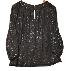 Vince Camuto Black Sequin Evening Blouse Cocktail Party Event Formal Women's XL